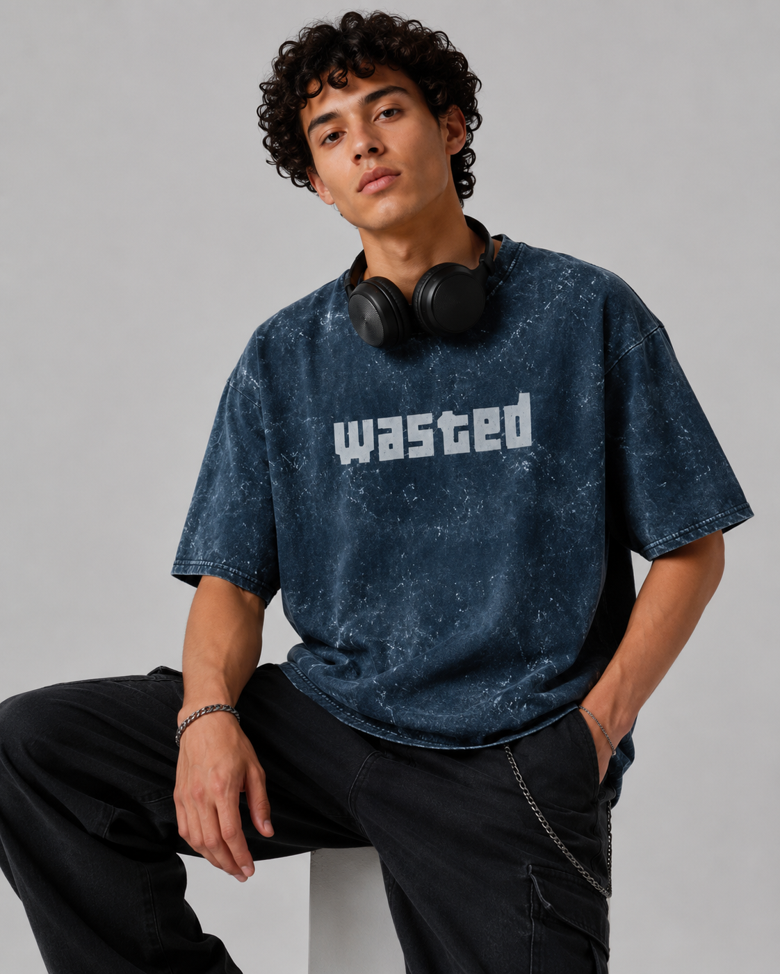 WASTED Acid Wash Oversized T-Shirt