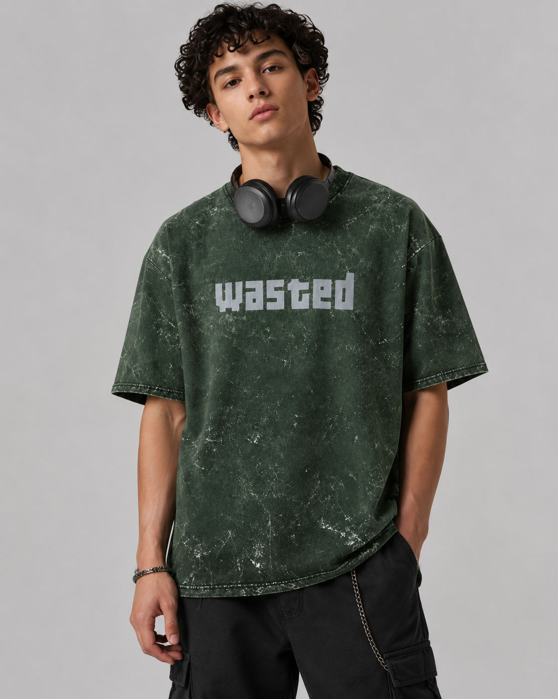 WASTED Acid Wash Oversized T-Shirt