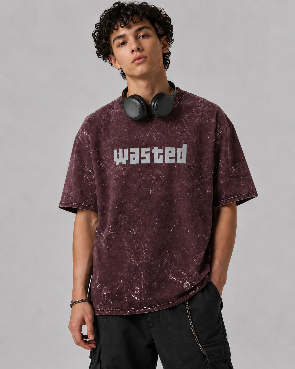 WASTED Acid Wash Oversized T-Shirt